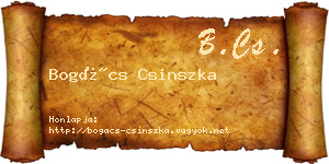 Bogács Csinszka névjegykártya